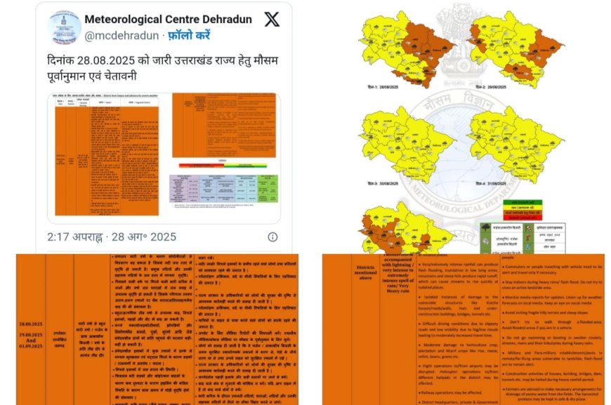 उत्तराखंड में भारी बारिश का अलर्ट: प्रशासन ने स्कूलों में छुट्टी की घोषणा की