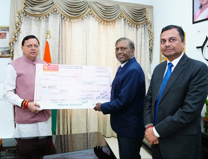 टीएचडीसी इंडिया लिमिटेड ने उत्तराखंड के मुख्यमंत्री राहत कोष में 1 करोड़ रुपये का योगदान दिया